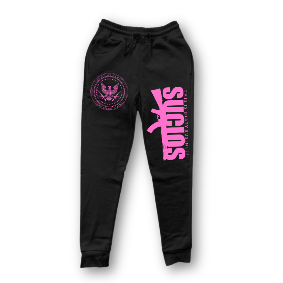Sucios Original Logo Sweatpants (Black/Pink)